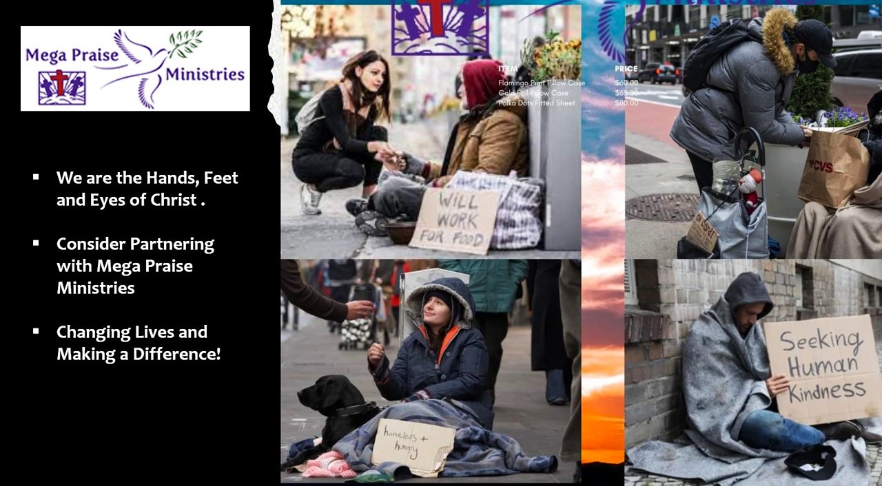 HELPING THE HOMELESS-DONATIONS PAGE-MEGA PRAISE